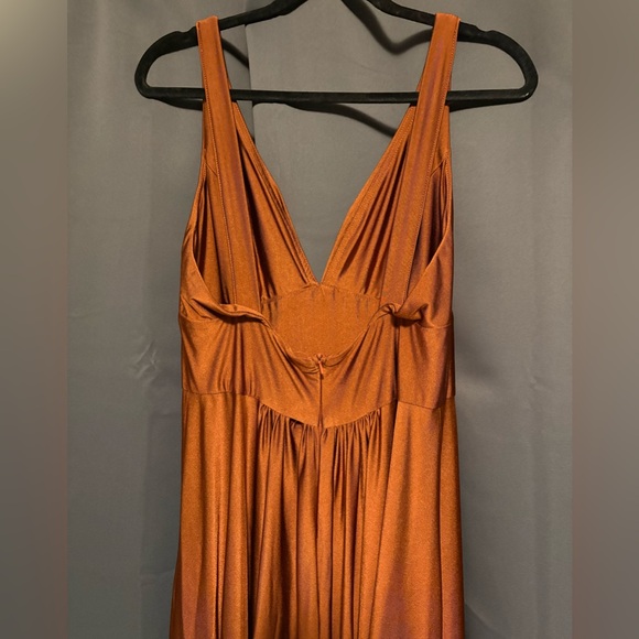 Elegant Burnt Orange Long Dress - Picture 5 of 6